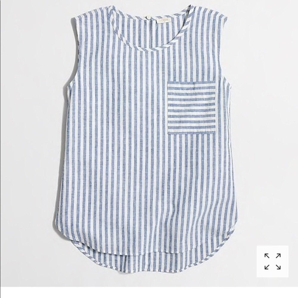 J Crew Shelled Linen Stripe Top Size 00